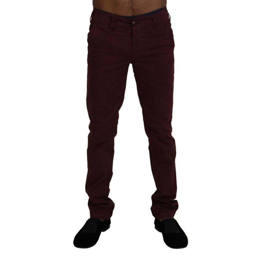 CYCLE Classic Chino Pants Slim Fit Men Maroon Bottoms